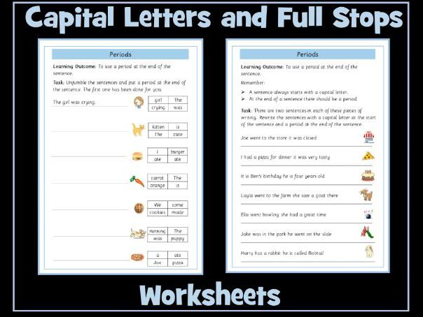 Capital Letters And Full Stops Worksheets Inspire And Educate By Krazikas