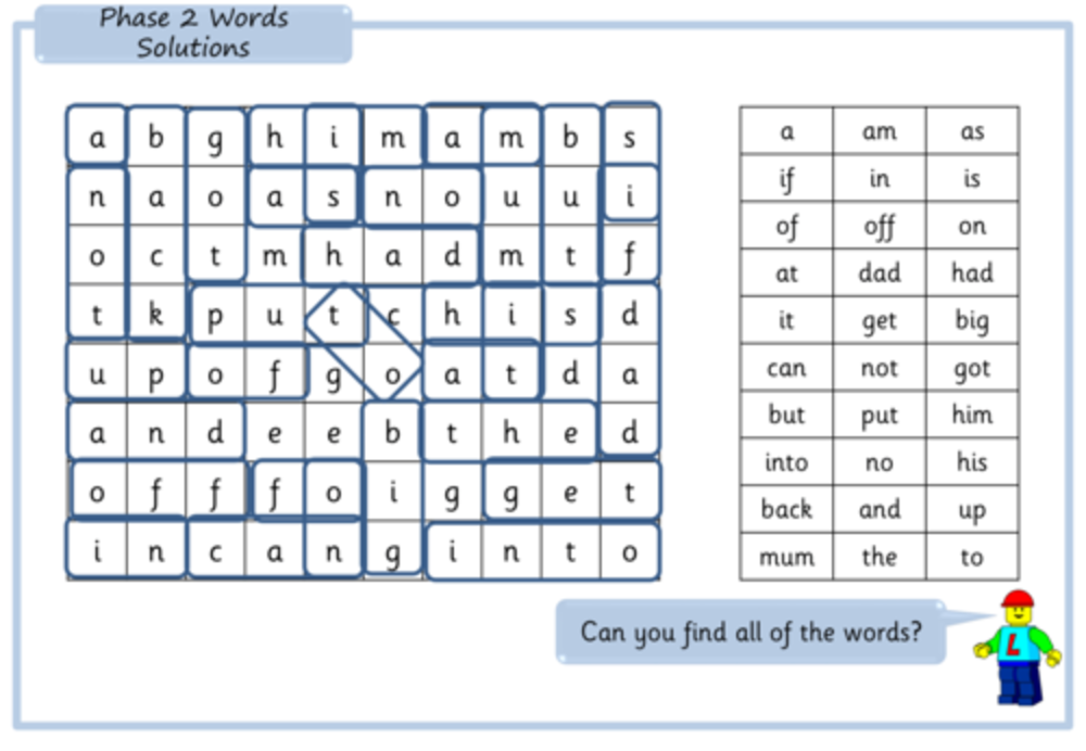 High Frequency Words Word Search Phase 2 Inspire And Educate By 