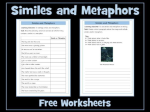 Similes and Metaphors Worksheets - Inspire and Educate! By Krazikas